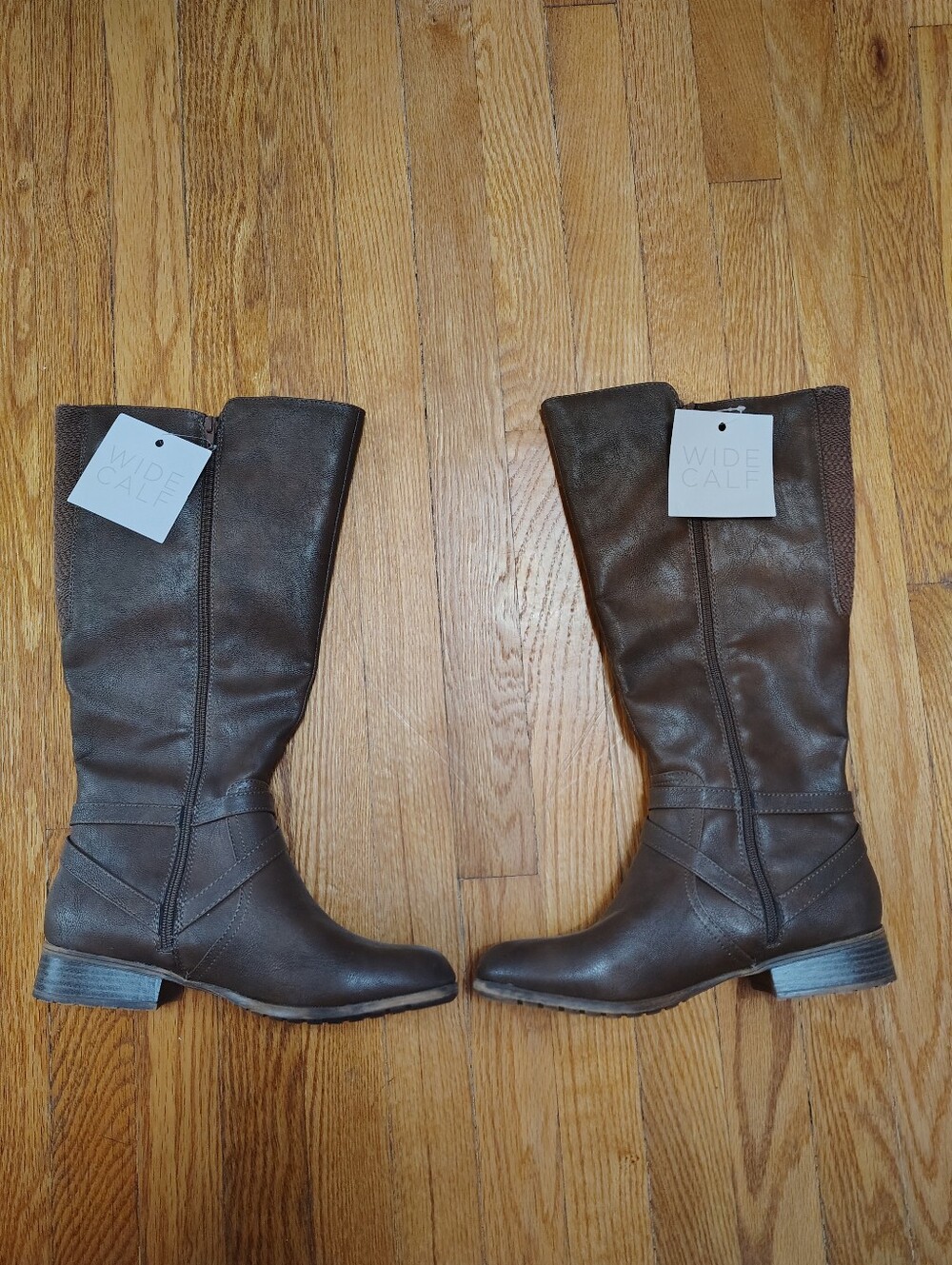 LifeStride Xtrovert Wide Calf Riding Boots Brown Faux Leather Knee High Size 9M